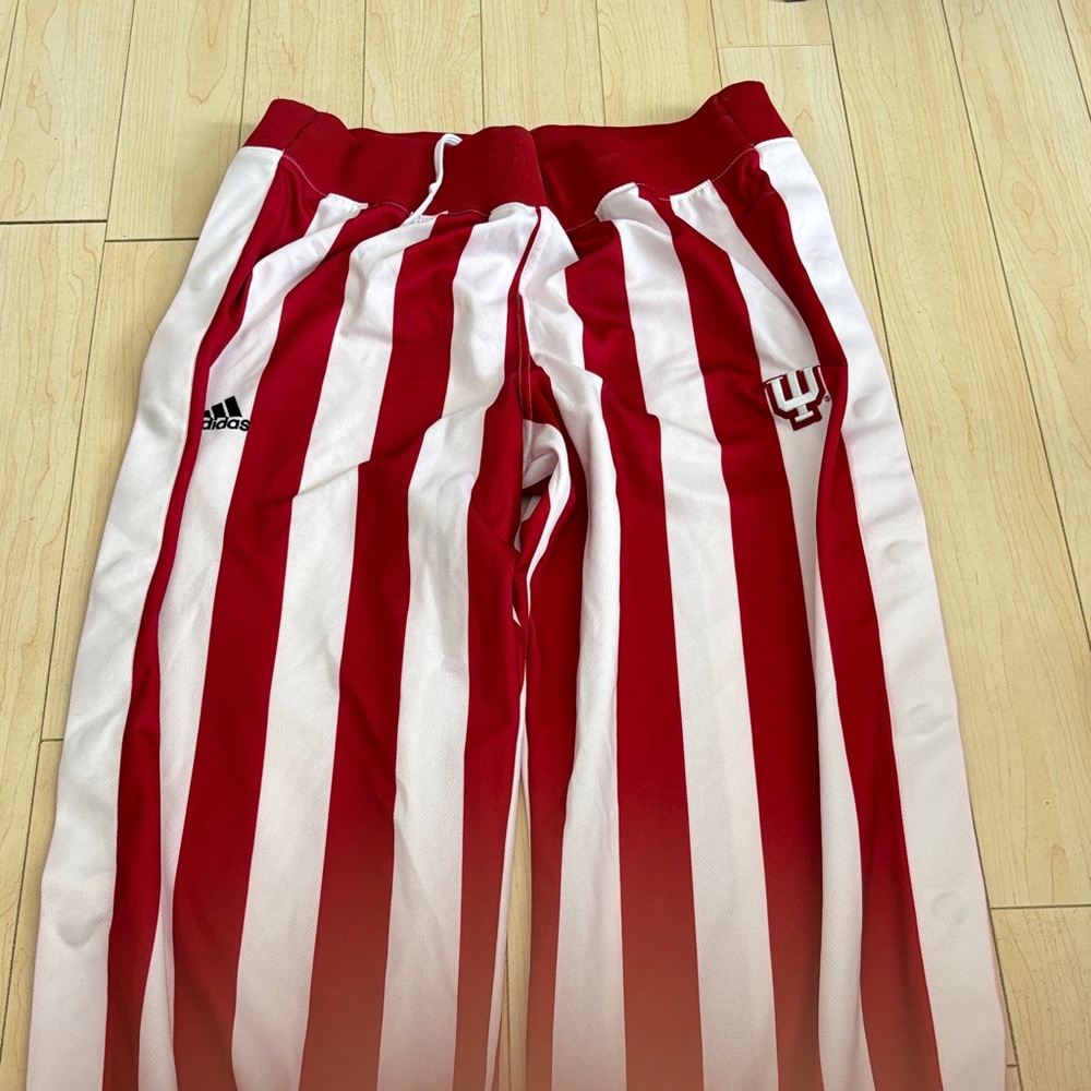 Adidas IU Hoosiers Crimson and White Pinstripe Tear Away Pants